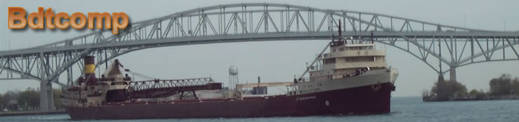 Freighter under Blue Water Bridge